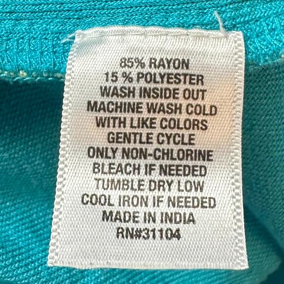 2/$15 Cabana by Crown & Ivy Terry Shorts Turquoise Bliss Juniors Size L - Picture 6 of 7